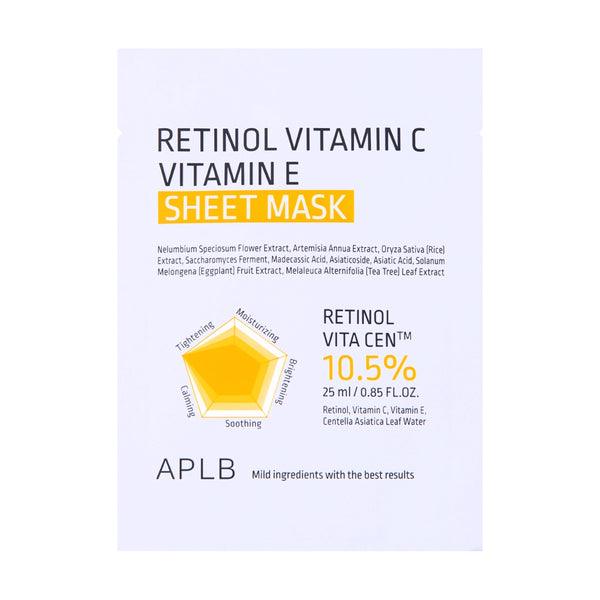 Skaistinanti veido kaukė su retinoliu ir vitaminais APLB Retinol Vitamin C Vitamin E Sheet Mask