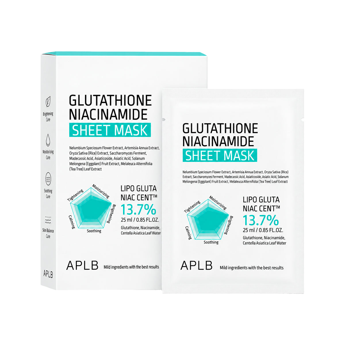 Тканевая маска с глутатионом APLB Glutathione Niacinamide Sheet Mask