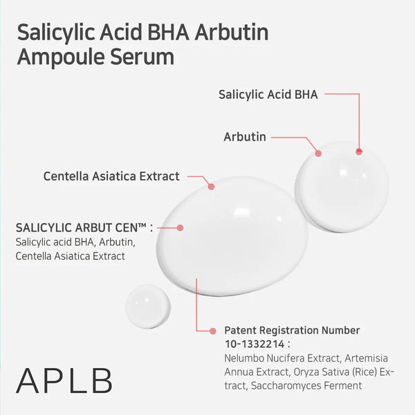 Skaistinantis veido serumas su salicilo rūgštimi ir arbutinu APLB Salicylic Acid BHA Arbutin Ampoule Serum