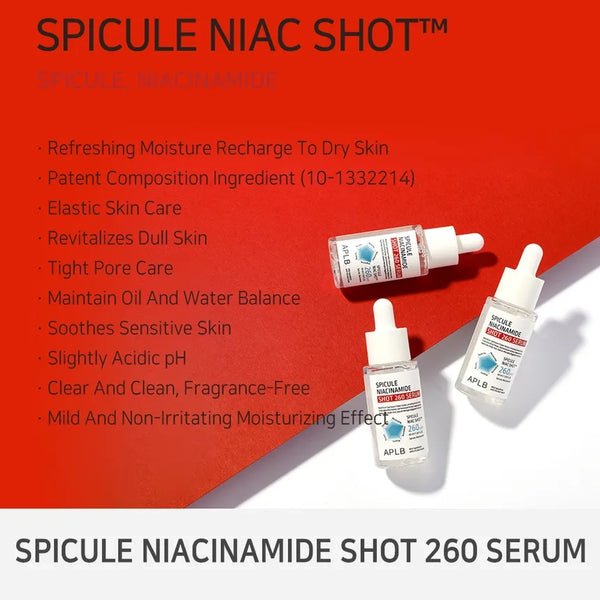 Šviesinantis serumas su mikroadatomis APLB Spicule Niacinamide Shot 260 Serum