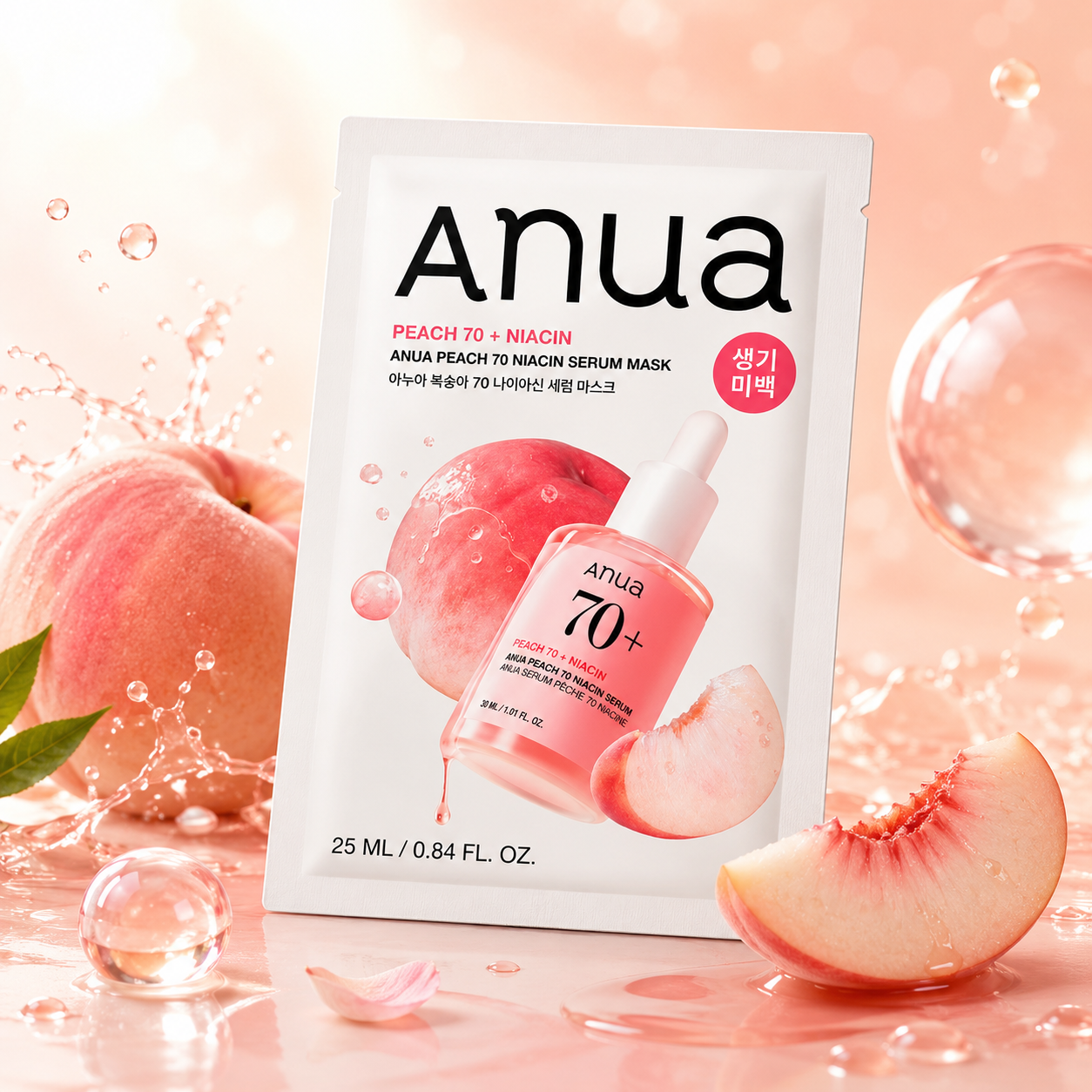 Тканевая маска с экстрактом персика и ниацинамидом Anua Peach 70 Niacin Serum Mask