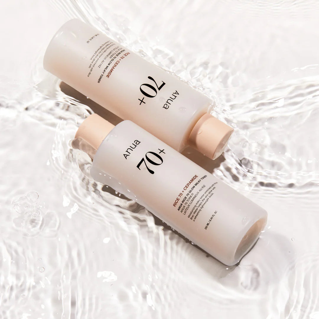 Pieniņveida toniks mirdzuma piešķiršanai ādai ar rīsiem Anua Rice 70 Glow Milky Toner