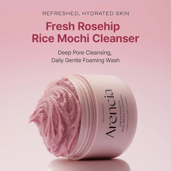 Veido prausiklis su erškėtuogių ir ramunėlių ekstraktais Arencia Fresh Rosehip Rice Mochi Cleanser