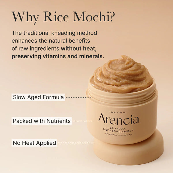 Valomasis kremas su medetkų ir ryžių ekstraktais Arencia Calendula Rice Mochi Cleanser