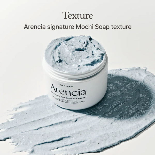 Valomasis produktas su moliu ir izopo ekstraktu Arencia Fresh Blue Hyssop Rice Mochi Cleanser