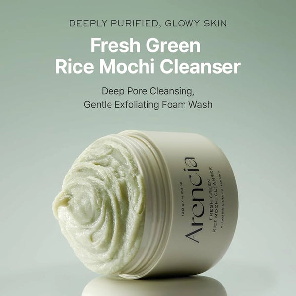 Švelnus valomasis produktas su žaliąja arbata ir aziatine centelė Arencia Fresh Green Rice Mochi Cleanser