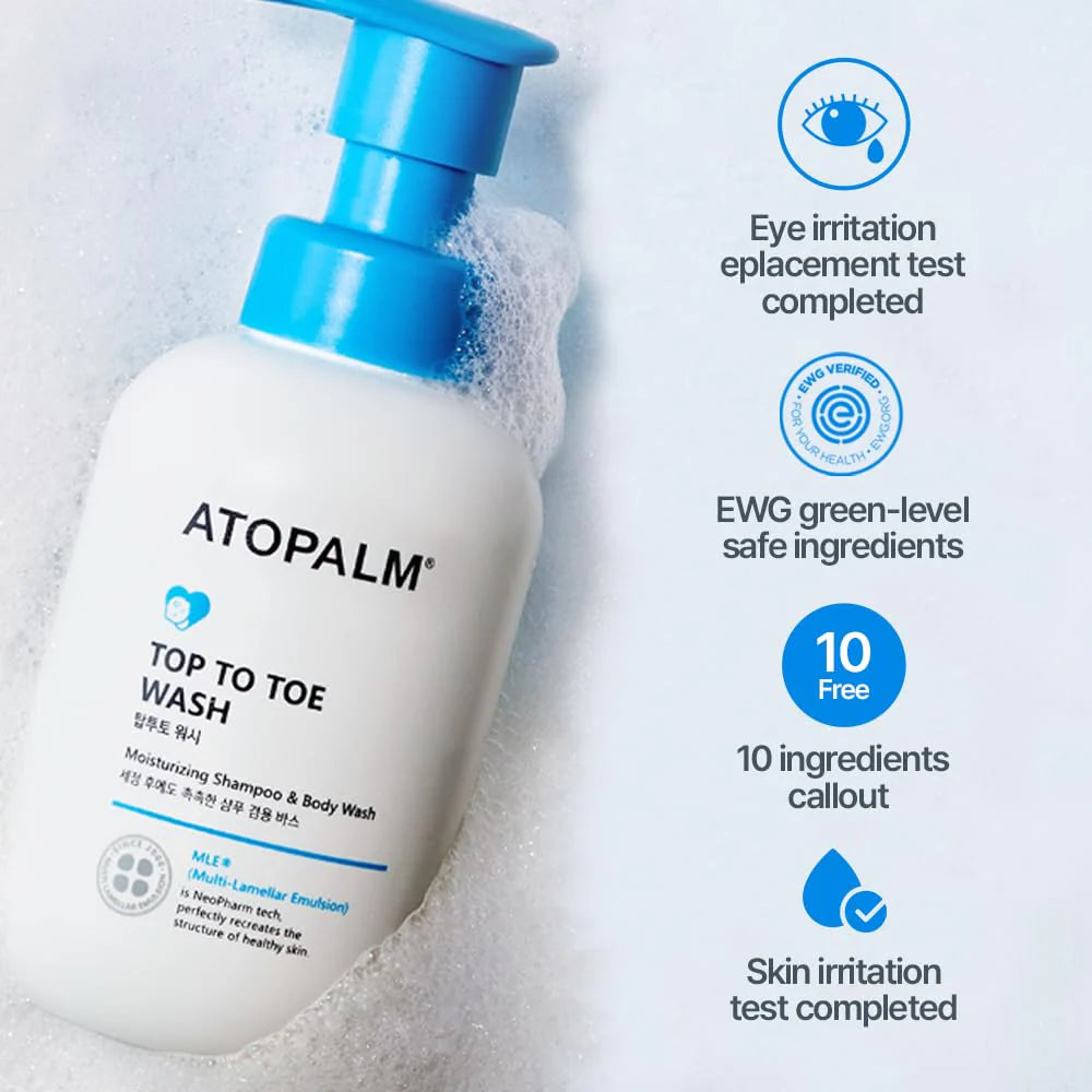 Мягкий шампунь-гель для тела и волос младенцев Atopalm Top-To-Toe Wash