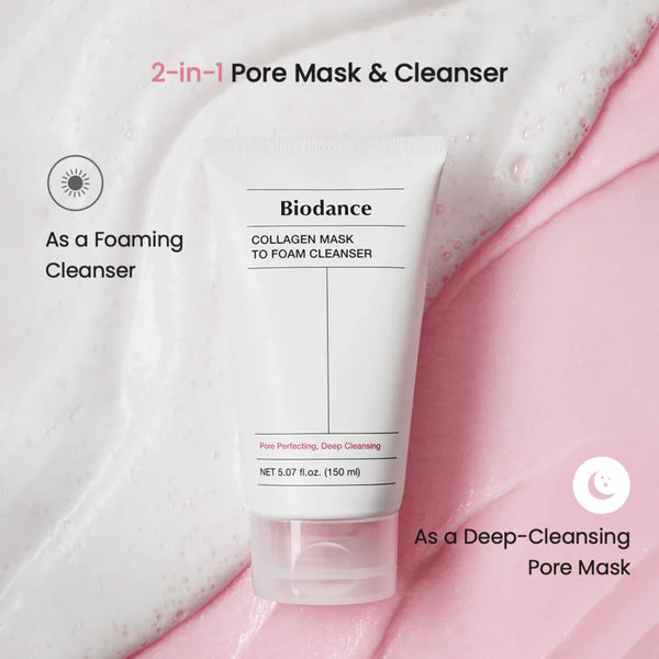 Kolageno kaukė-putos švelniam veido valymui Biodance Collagen Mask to Foam Cleanser