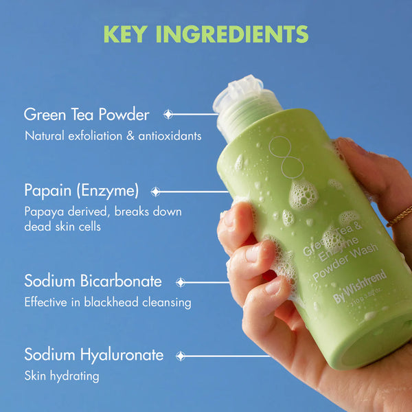Enziminė pudra su žaliąja arbata švelniam odos valymui By Wishtrend Green Tea & Enzyme Powder Wash