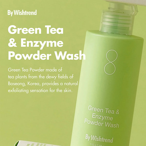 Enziminė pudra su žaliąja arbata švelniam odos valymui By Wishtrend Green Tea & Enzyme Powder Wash