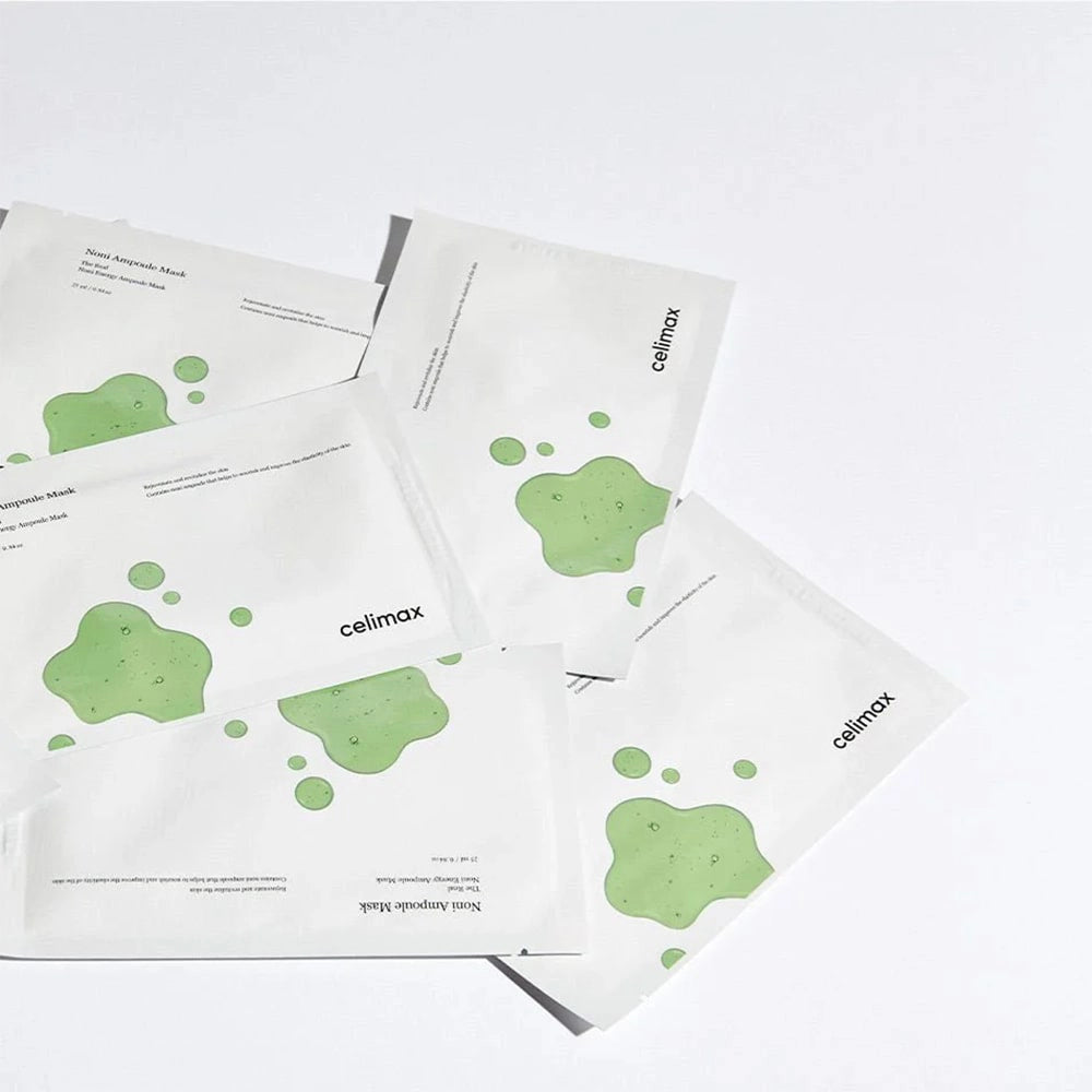 Auduma maska ar noni ogām elastības piešķiršanai Celimax The Real Noni Energy Ampoule Mask