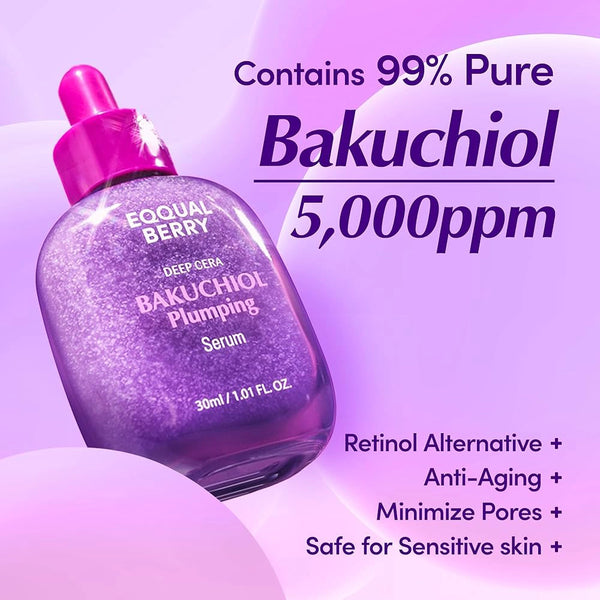 Priešraukšlinis serumas su bakučioliu ir 13 peptidų EQQUALBERRY Bakuchiol Plumping Serum