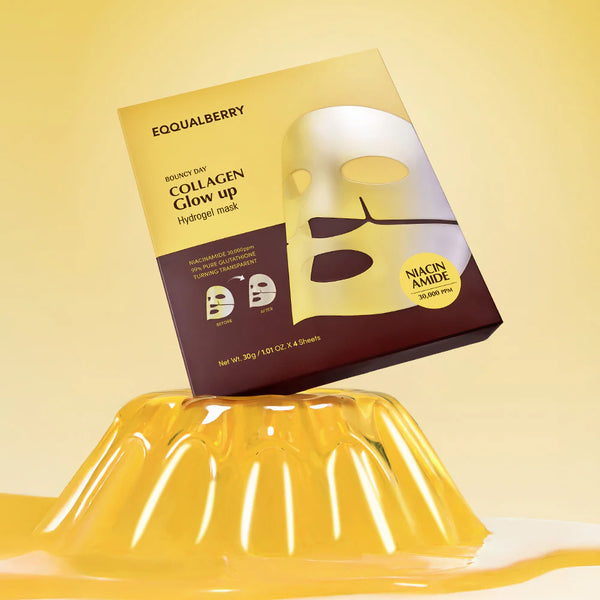 Drėkinamoji kaukė švytinčiai odai EQQUALBERRY Collagen Glow Up Hydrogel Mask