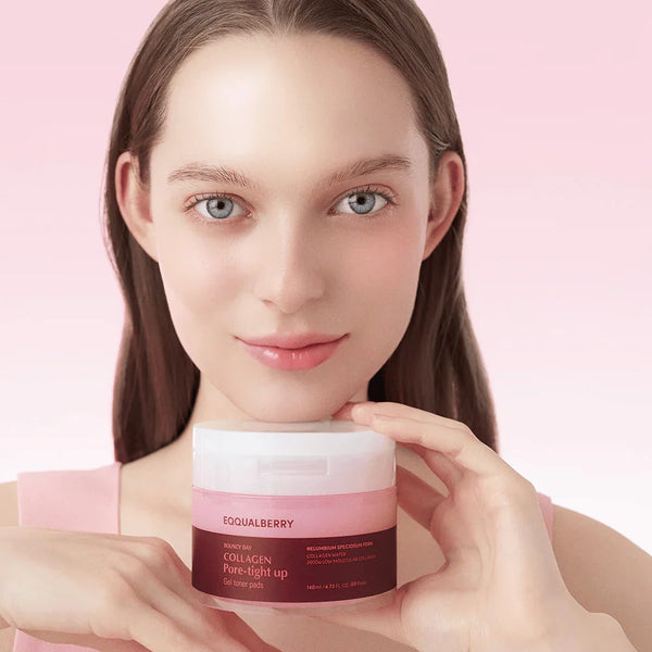 Kolageno geliniai toniko padeliai poroms sutraukti EQQUALBERRY Collagen Pore-Tight Up Gel Toner Pads