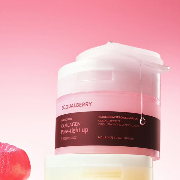 Kolageno geliniai toniko padeliai poroms sutraukti EQQUALBERRY Collagen Pore-Tight Up Gel Toner Pads