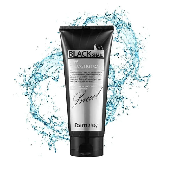 Attīrošās putas ar melnā gliemeža mucīnu FarmStay Black Snail Deep Cleansing Foam