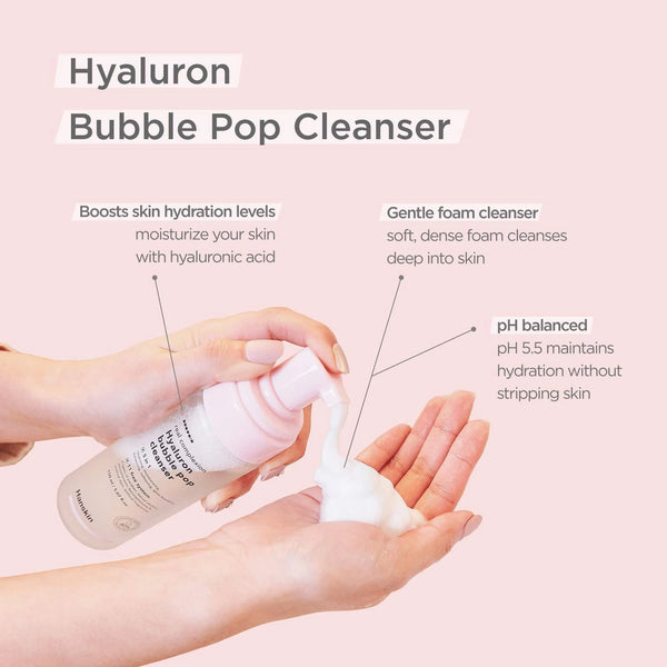 Drėkinamosios veido prausimosi putos Hanskin Real Complexion Hyaluron Bubble Pop Cleanser