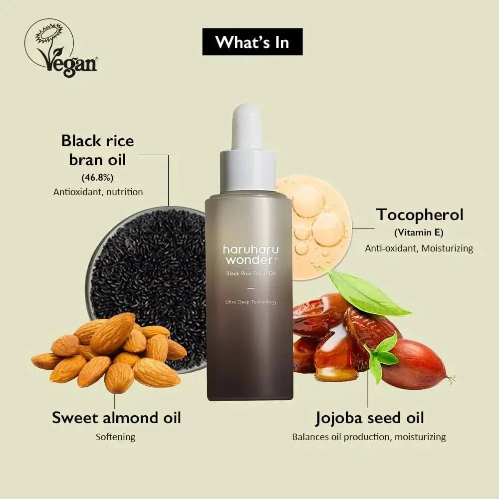 Intensīvi barojoša eļļa sejai ar melno rīsu ekstraktu Haruharu Wonder Black Rice Facial Oil
