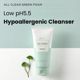 Vājskābju gels sejas mazgāšanai jutīgai ādai Heimish pH 5.5 All Clean Green Foam