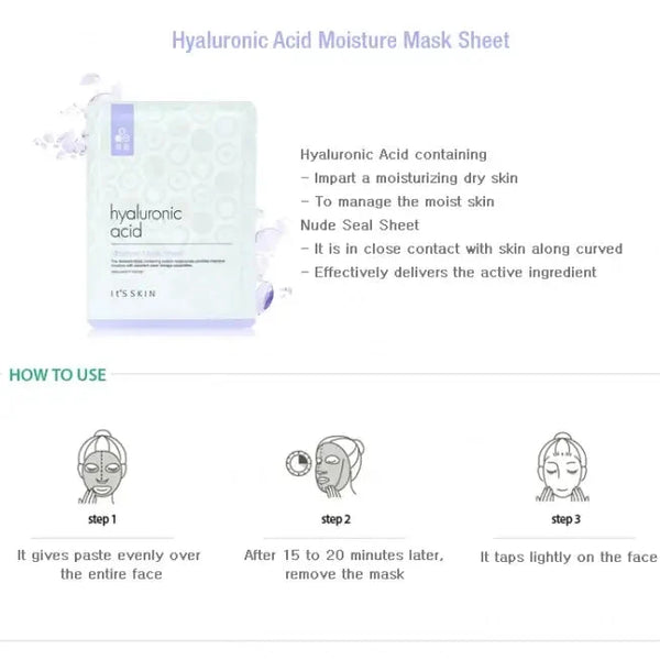 Auduma maska ar hialuronskābi It's skin Hyaluronic Acid Moisture Mask Sheet
