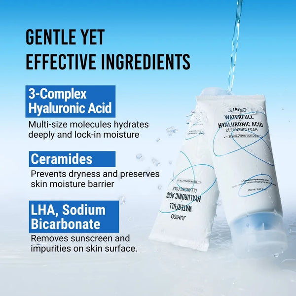 Švelnios drėkinančios veido prausimosi putos Jumiso Waterfull Hyaluronic Acid Cleansing Foam