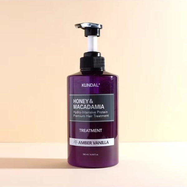 Barojoša matu maska KUNDAL Honey & Macadamia Protein Treatment Amber Vanilla