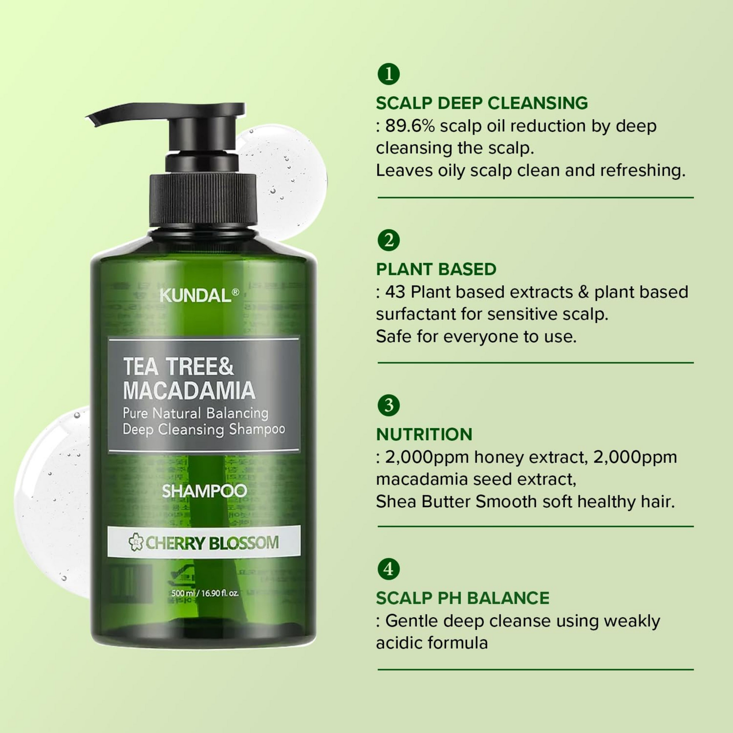 Глубоко очищающий шампунь Kundal Tea Tree & Macadamia Deep Cleansing Shampoo Cherry Blossom