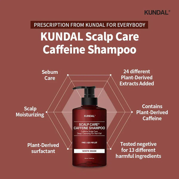 Stiprinamasis šampūnas Kundal Caffeine Shampoo White Musk