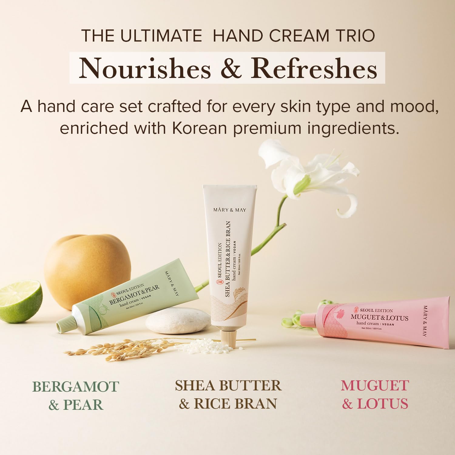 Roku krēmu komplekts Mary&May Seoul Edition Hand Cream Trio Set