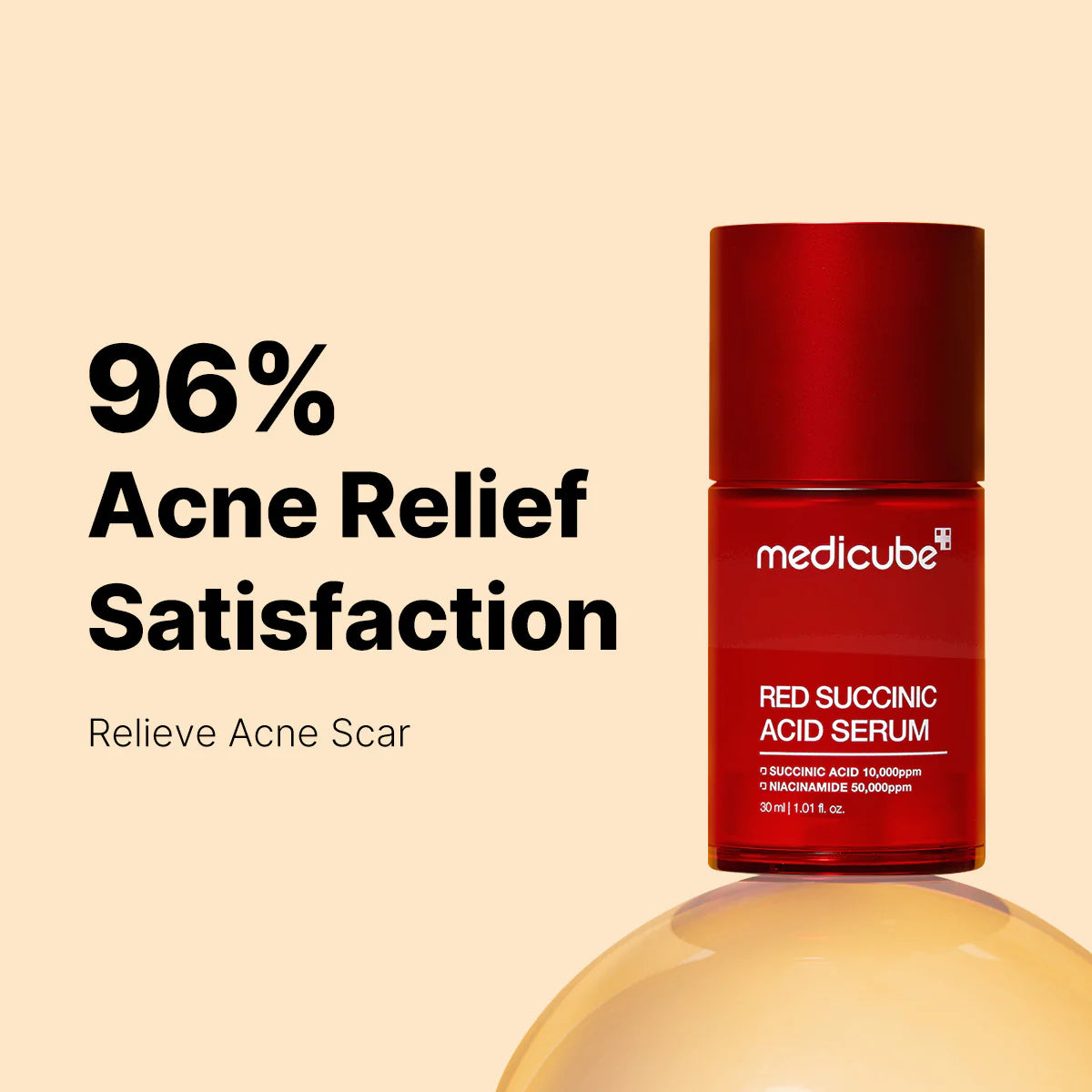 Serums ar dzintarskābi aknes un pārmērīgas ādas taukošanās novēršanai Medicube Red Succinic Acid Serum