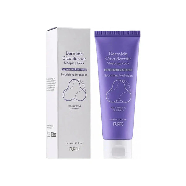 Nomierinoša nakts maska sejai ar Āzijas centellu Purito Dermide Cica Barrier Sleeping Pack