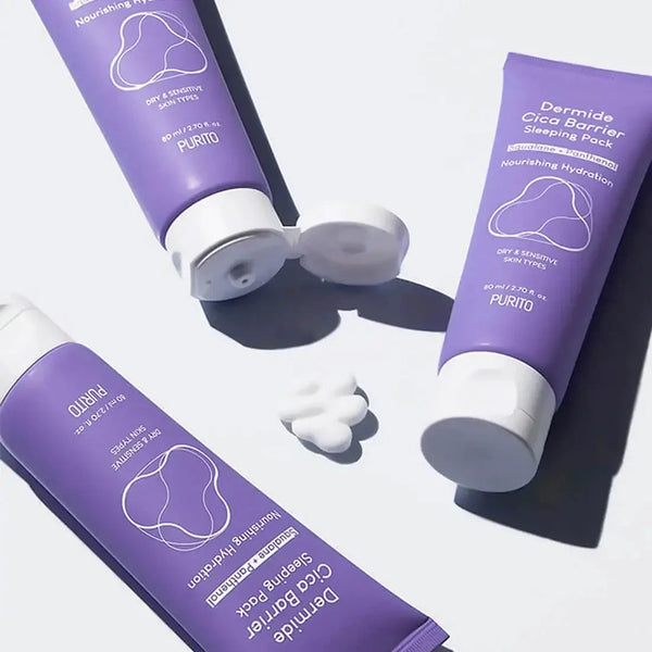 Nomierinoša nakts maska sejai ar Āzijas centellu Purito Dermide Cica Barrier Sleeping Pack