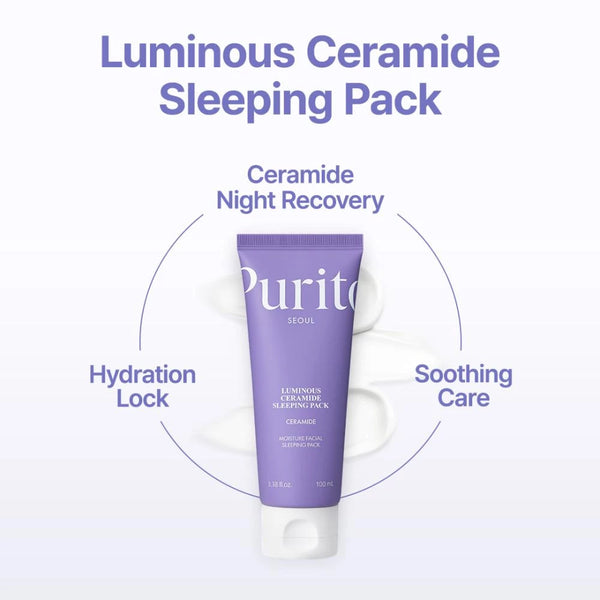 Raminamoji naktinė kaukė su centele Purito Luminous Ceramide Sleeping Pack