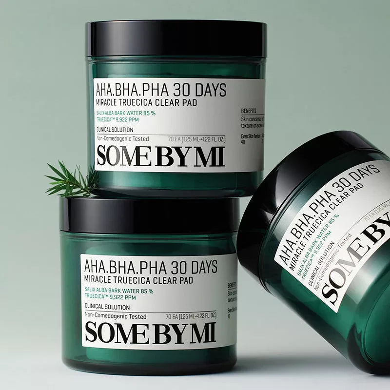 Spilventiņi ar skābēm problemātiskai ādai Some By Mi AHA BHA PHA 30 Days Miracle Truecica Clear Pad