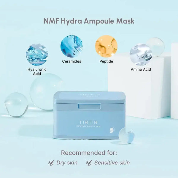 Drėkinančių veido kaukių komplektas TIRTIR NMF Hydra Ampoule Mask