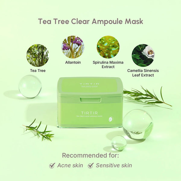 Valomųjų veido kaukių rinkinys TIRTIR Tea Tree Clear Ampoule Mask