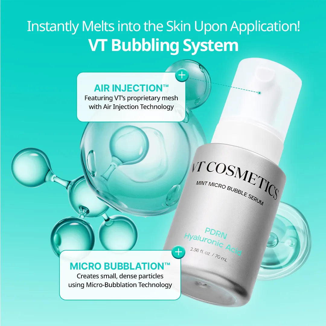 Увлажняющая пузырьковая сыворотка VT Cosmetics Mint Micro Bubble Serum PDRN Hyaluronic Acid