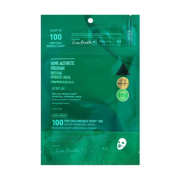 Divu tekstūru hidrogela maska ar centellu VT Cosmetics Pro Cica Reedle Shot 100 2Step Hydrogel Mask