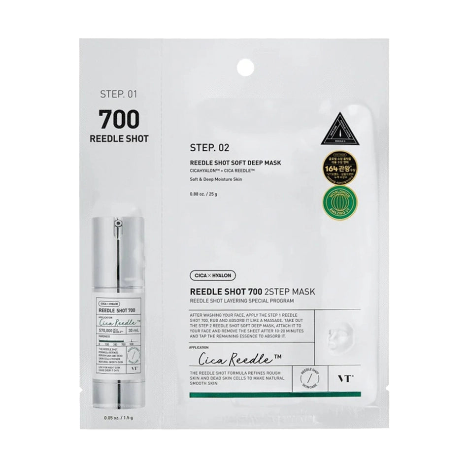 Pastiprinātas iedarbības divu tekstūru maska ar mikroadatām VT Cosmetics Reedle Shot 700 2 Step Mask