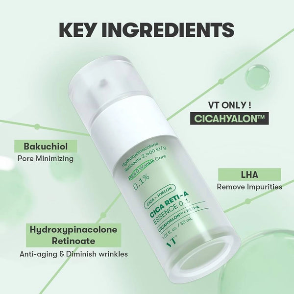 Gaisīga esence-būsteris ar retinolu un Āzijas centellu VT Cosmetics Cica Reti-A Essence 0.1%