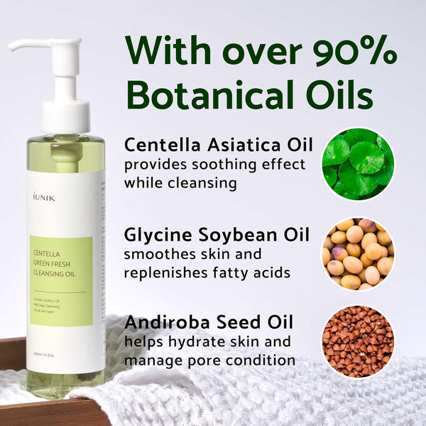 Hidrofīlā eļļa ar Āzijas centellu iUNIK Centella Green Fresh Cleansing Oil