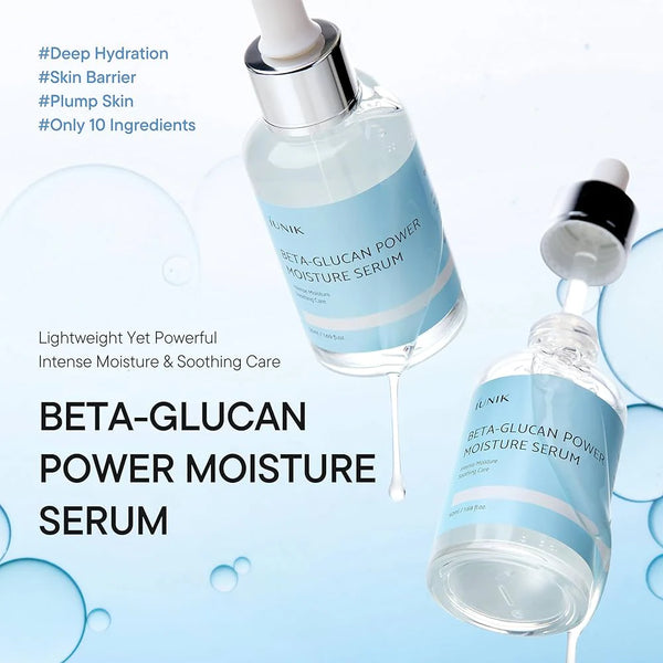 Drėkinamasis serumas su 98% beta gliukanu iUnik Beta Glucan Power Moisture Serum