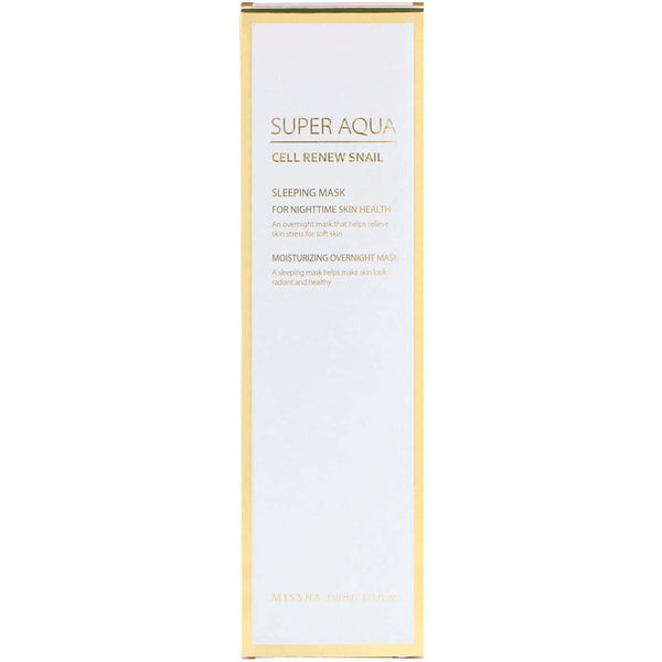 Atjaunojoša nakts sejas maska Missha Super Aqua Cell Renew Snail Sleeping Beauty Mask