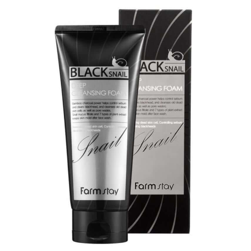 Attīrošās putas ar melnā gliemeža mucīnu FarmStay Black Snail Deep Cleansing Foam