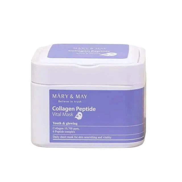 Mitrinošu liftinga masku komplekts ar peptīdiem MARY&MAY Collagen Peptide Vital Mask