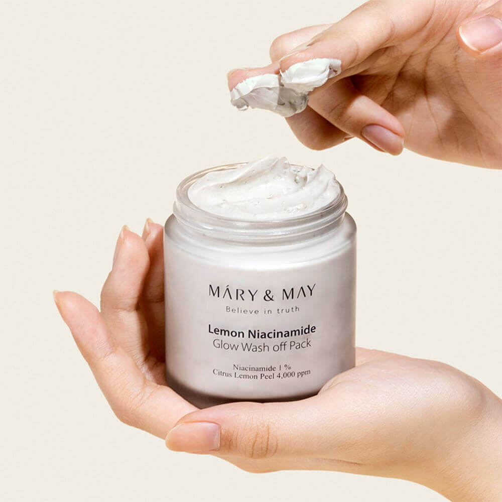Mālu maska mirdzuma piešķiršanai ādai Mary&May Lemon Niacinamide Glow Wash Off Pack