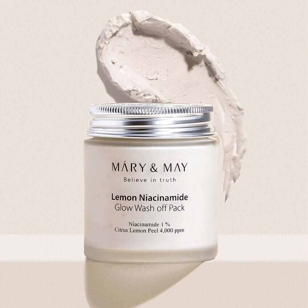Mālu maska mirdzuma piešķiršanai ādai Mary&May Lemon Niacinamide Glow Wash Off Pack