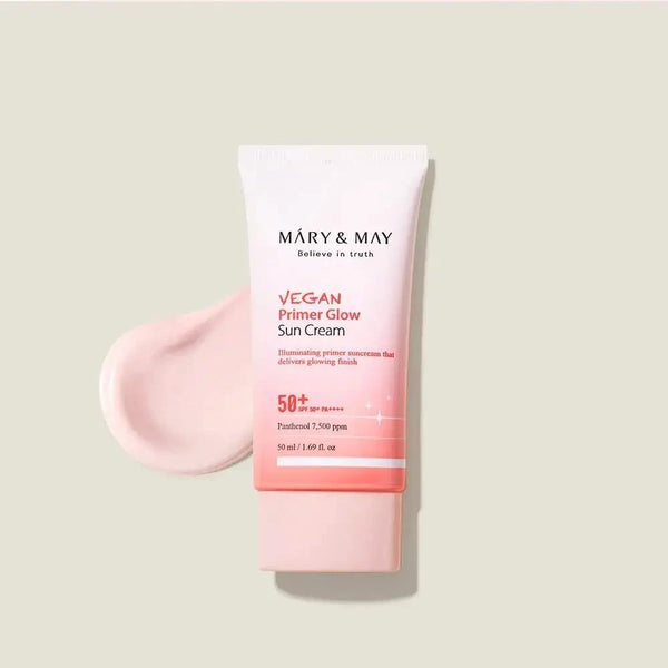 Vegānisks Saules Aizsardzības Krēms ar Bāzes Efektu Mary&May Vegan Primer Glow Sun Cream SPF50+ PA++++