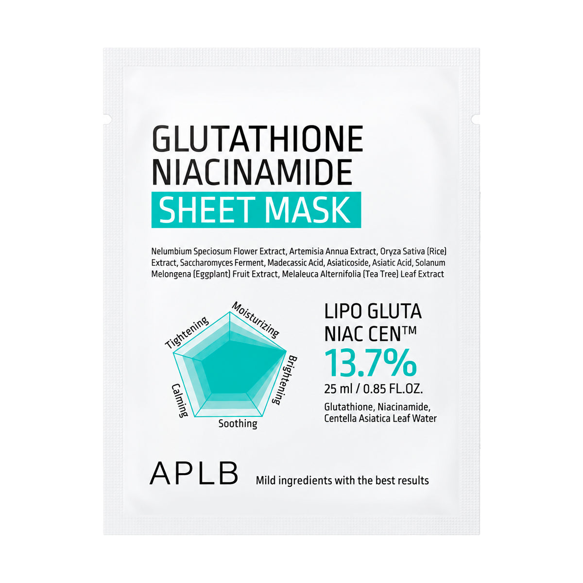 Тканевая маска с глутатионом APLB Glutathione Niacinamide Sheet Mask