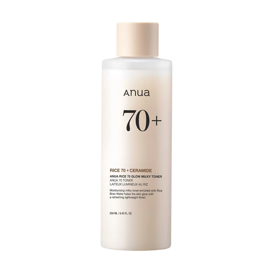 Pieniņveida toniks mirdzuma piešķiršanai ādai ar rīsiem Anua Rice 70 Glow Milky Toner
